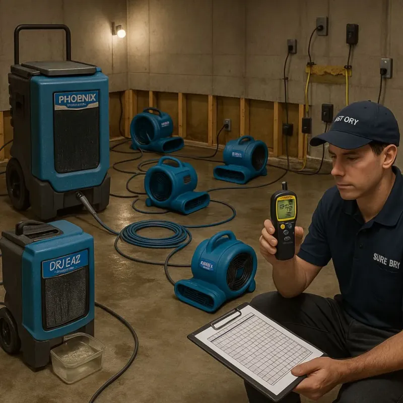 Structural Drying and Dehumidification process in Home, WA